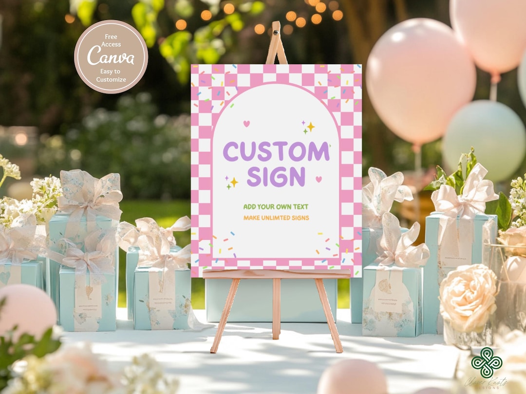 Fun to Be One Birthday Custom Table Sign, Canva Editable (digital ...