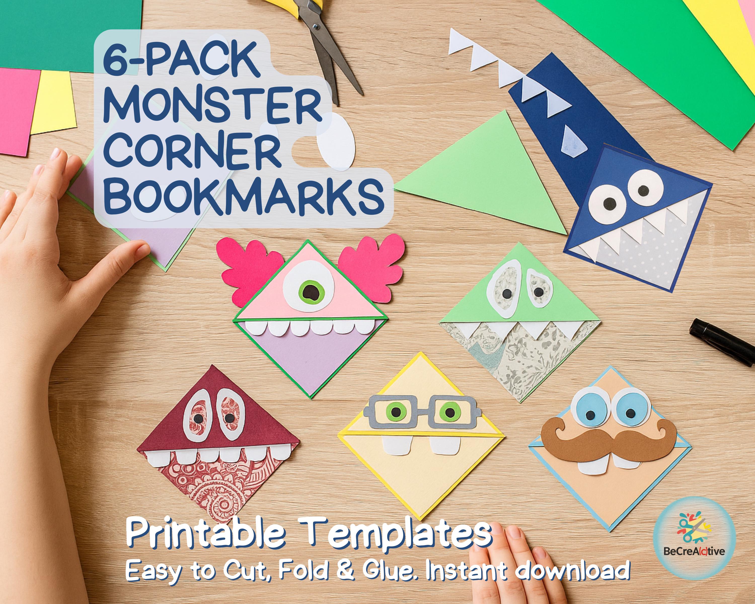 35 Crazy Fun Monster Crafts for Kids That Are Super Adorable 10 6-Pack Monster Printable Corner Bookmarks. Printable Corner…