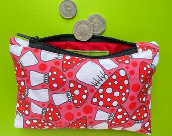 Toadstool Coral - Purse - Pencil Case/ Make-up Bag/ Purse