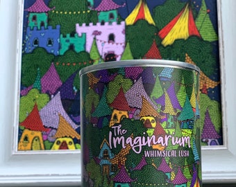 Paint Pot Candle - The Imaginarium - Soy Wax - Vegan - Hand Poured - Natural - Reusable Illustrated Tin - Autumn - Fruity