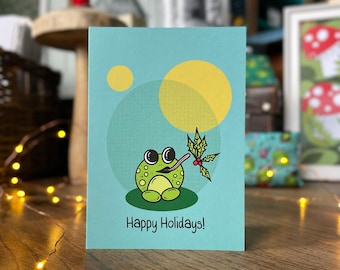 Happy Holidays Frog Card - Winter greetings card - Limited Edition