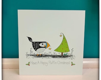 Puffin Christmas Card - Have A Happy Puffin Christmas