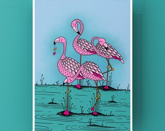 Print: Flamingos