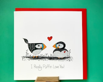Puffin Love Card - ‘I Really Puffin Love You!’
