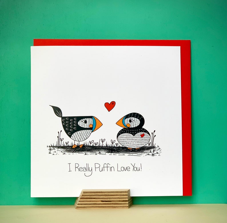 Puffin Love Card I Really Puffin Love You image 1