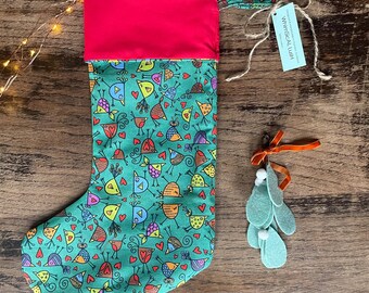 Christmas Stocking - Dancing Birds