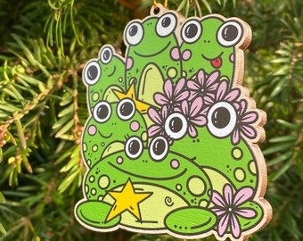 Wooden Decoration: Frog Chorus - Festive Decoration - Christmas Tree Decoration - Holiday Decor - Frog Lover - Limited Edition
