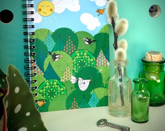 Notebook - Puffins - Dove - Peace - Forest - Sketchbook