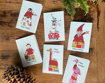 Happy Holidays Cards Single/Pack - Winter greetings cards