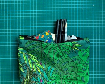 Zip Bags - Secret Glasshouse - Pencil Case/ Make-up Bag/ Zip Bag/ Toiletries/ Purse/ Tote - Plants/ Leafs/ Monstera/ Lush