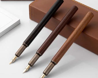 Personalized Retro Metal and Wood Fountain Pen – Free Engraving