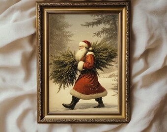 Vintage Santa Claus Christmas Wall Art – Retro Holiday Printable Digital Download
