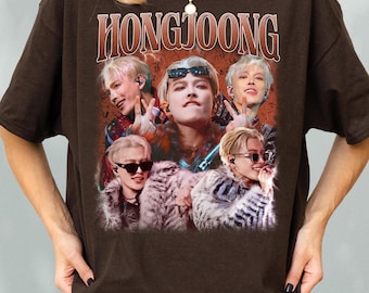 Camiseta retro vintage de los 90 de Hongjoong Ateez, camiseta con gráficos de Kpop