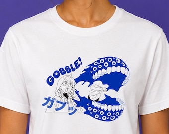 Camiseta gráfica de Tiburón / Ropa urbana japonesa / Regalo para amantes del anime / Camiseta de manga retro