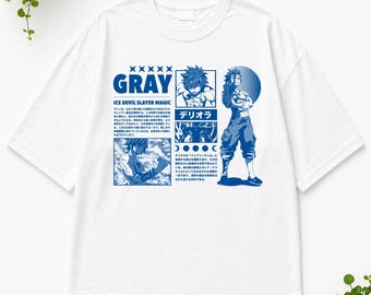 Camiseta de anime extragrande – Camiseta gráfica Ice Devil Slayer, estilo streetwear japonés, diseño de panel manga