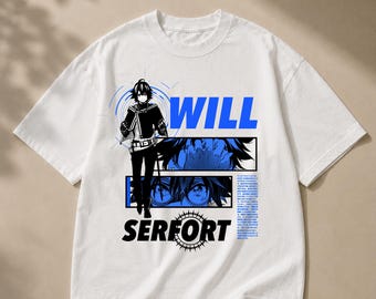 Camiseta gráfica de anime Espada Mágica / Camiseta estilo streetwear manga extragrande / Gráfico de panel azul / Regalo para amantes del anime y el manga