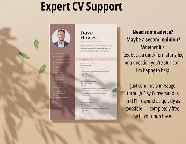 Editable Canva CV – ATS Friendly Professional Resume – Instant Download ...