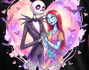 Couple cauchemardesque de la Saint-Valentin (PNG), personnage de film d'horreur pour enfants, motif gothique d'amour pour la Saint-Valentin, art de crâne amoureux, clipart coloré, Bisous, Sois à moi