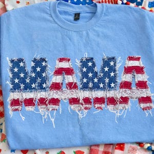 3D Realistic Patchwork Mama PNG, USA 4th of July, America 250 Anniversary, Patriotic, USA Flag, Faux Patchwork, American Flag, Patriot Mom