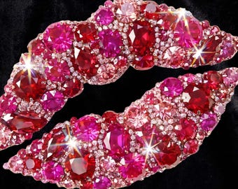 Pierres précieuses mosaïque baiser PNG, marque de rouge à lèvres diamant strass, bijoux pierres précieuses Saint-Valentin amour, strass, éclat Bling cristal VDay