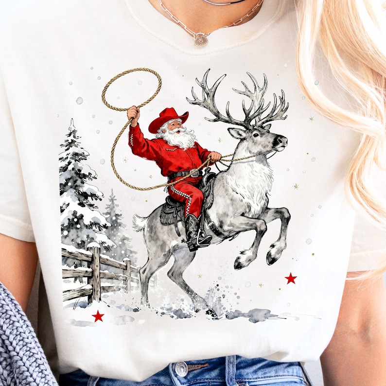 Santa Rodeo Lasso Retro Cowboy Santa PNG, Western Christmas Rodeo Sublimation, Santa ...