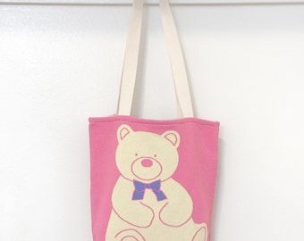 Knit Teddy Bear Tote Bag • Cozy Everyday Carryall • Shoulder Purse