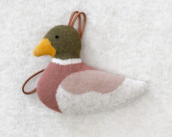 Knit Duck Bag Charm • Soft Plush Keychain • Cozy Bag Accessory