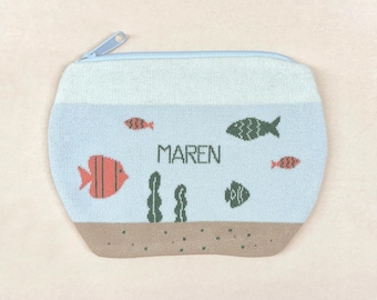 Personalized Knit Fishbowl Pouch • Custom Name Knit Bag