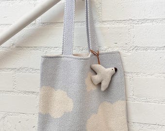 Cloud Knit Tote Bag • Blue Sky Shoulder • Cozy Market Tote