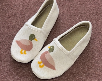 Duck Knit Slippers for Women • Cozy House Shoes • Mallard Bird Gift • Animal Footwear