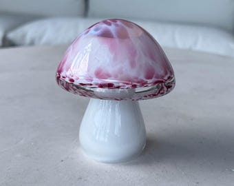 Vintage Pink Art Glass Mushroom Ornament – Hand Blown