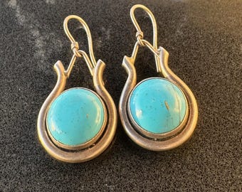 Vintage Sterling Silver Turquoise Drop Earrings