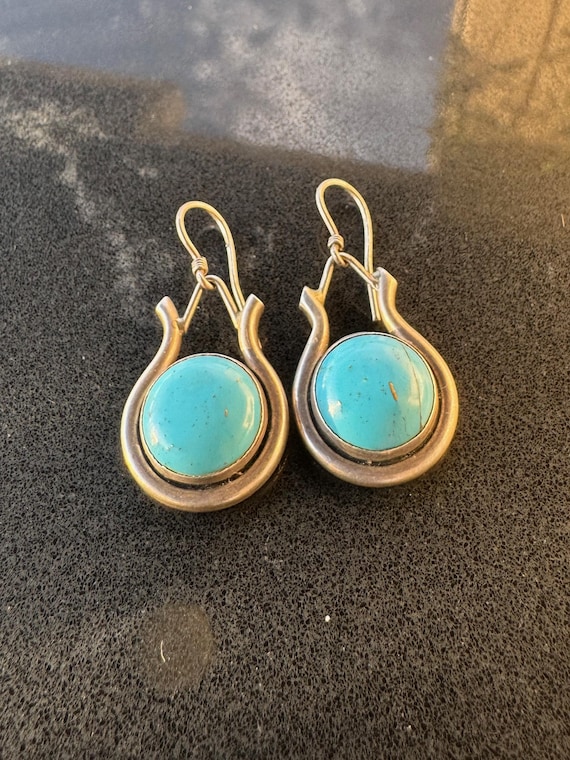 Vintage Sterling Silver Turquoise Drop Earrings