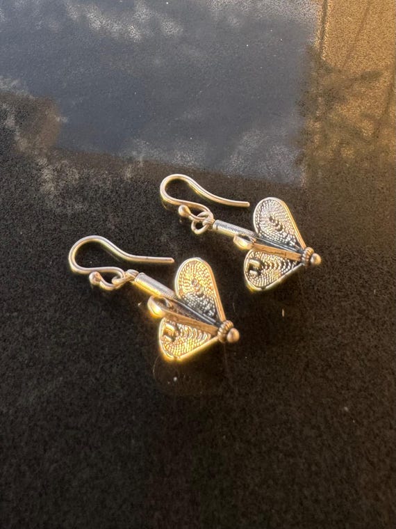 Handmade Sterling Silver Textured Drop Earrings Sculptural Artisan