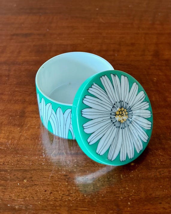 Rosenthal Germany Studio Line Small Porcelain Lidded Box – Turquoise Daisy