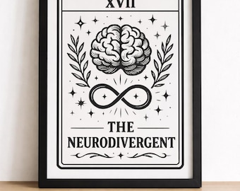 Póster de arte de tarot neurodivergente / Póster vertical mate