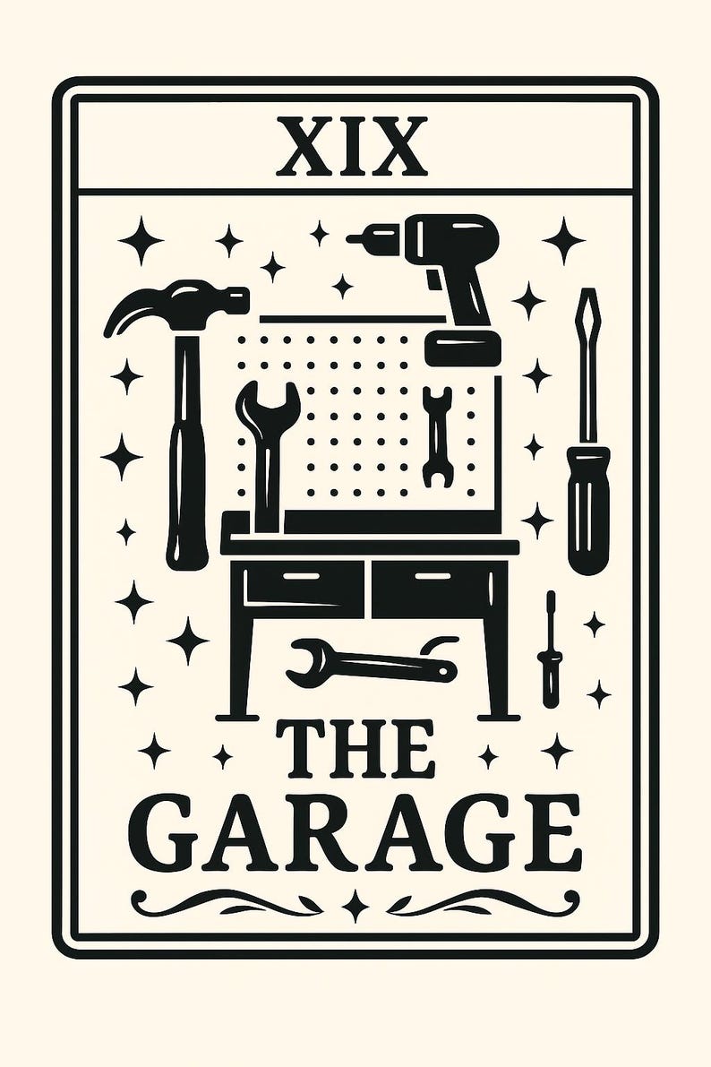 The Garage Tarot Printable | Car Guy Wall Art | Mechanic Decor ...