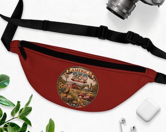 Vintage Americana 250 Emblem Fanny Pack | Patriotic Travel Waist Bag