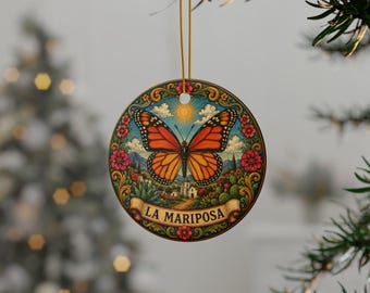 La Mariposa Monarch Butterfly Ornament | Ceramic Round Ornament