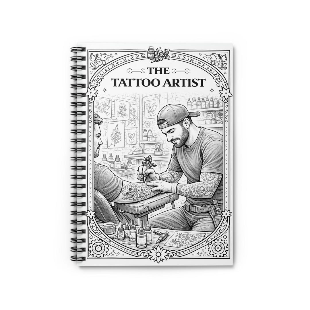 Tattoo Artist Illustration Spiral Notebook | Ruled Journal - Etsy