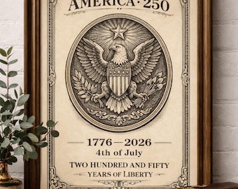 Arte mural imprimible de América 250 / Impresión conmemorativa de 1776-2026 | Descarga digital
