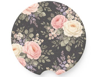 sous-verre vintage floral rose en pierre ollaire | Touche nostalgique de conduite