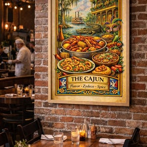 Cajun Food Tarot Print • Louisiana Creole Cuisine Kitchen Wall Art (Digital Download) image 1