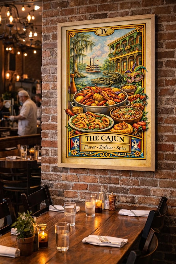 Cajun Food Tarot Print • Louisiana Creole Cuisine Kitchen Wall Art (Digital Download)