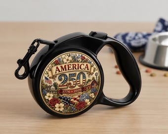 Correa retráctil para mascotas America 250 1776-2026 / Flores con bandera patriótica