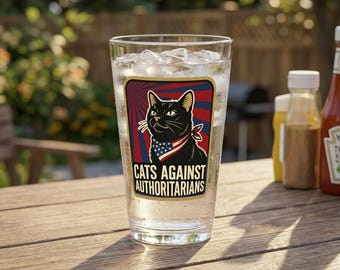 Vaso de pinta "Gatos contra los autoritarios" / 473 ml