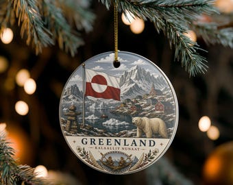 Greenland Vintage Travel Polar Bear Ornament | Ceramic Decoration