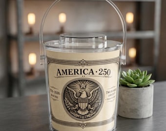 America 250 Coin Seal Ice Bucket with Tongs | 4th of July Patriotic