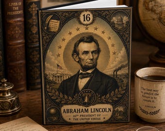 Cuaderno/Diario de tapa dura con retrato antiguo de Abraham Lincoln