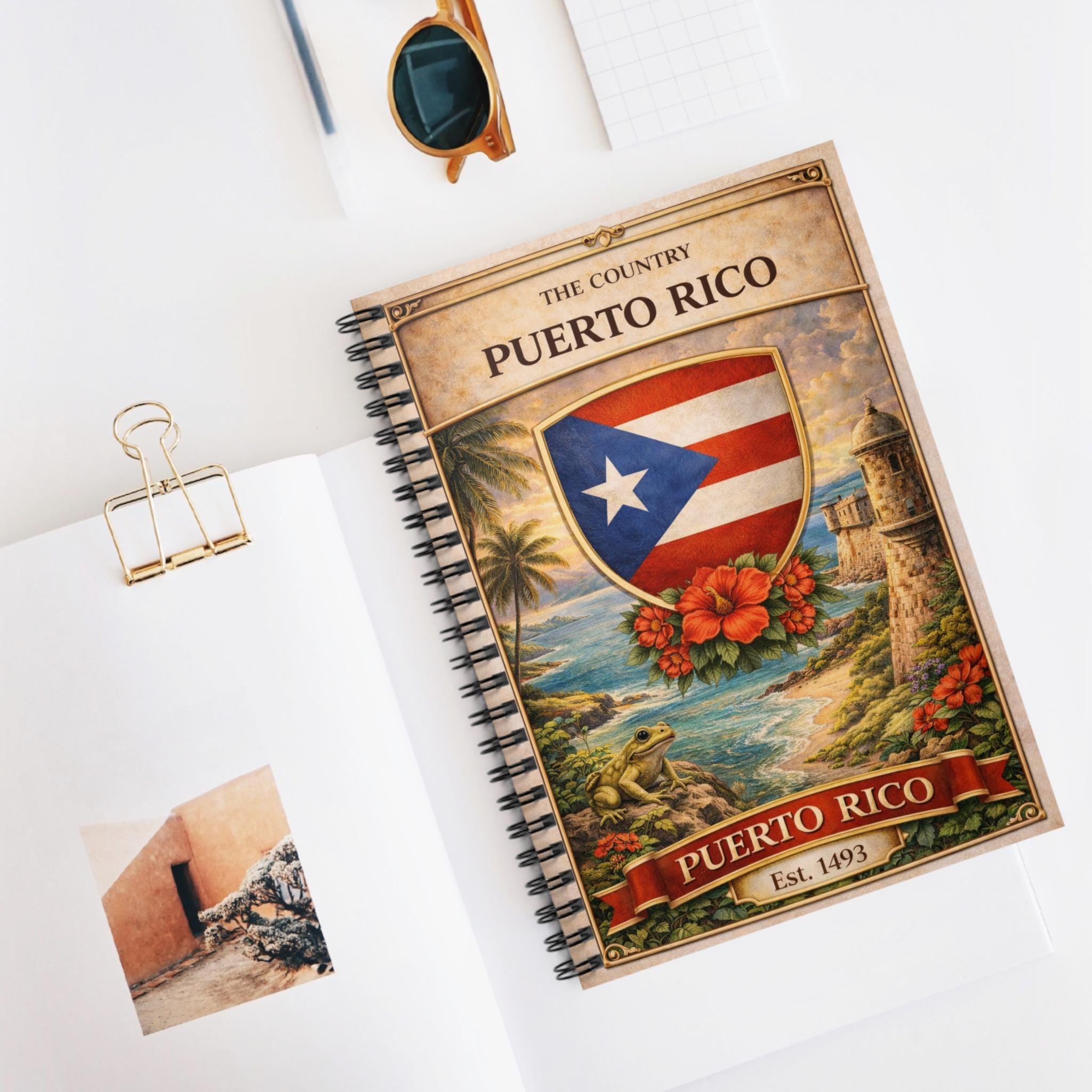 Puerto Rico Shield Crest Spiral Notebook | Vintage Island Scenic Cover ...